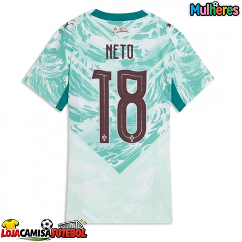 Camisa de Futebol Portugal Pedro Neto #18 Equipamento Secundário Mulheres Mundo 2026 Manga Curta